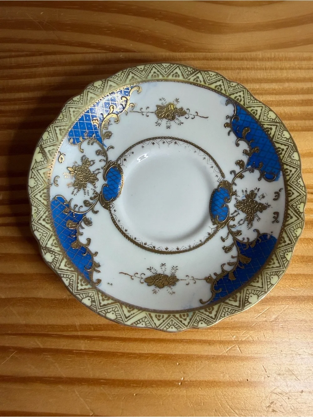 Vintage Mid-Century MB Japan Porcelain Saucer Gold Backstamp Ring Dish Flawed